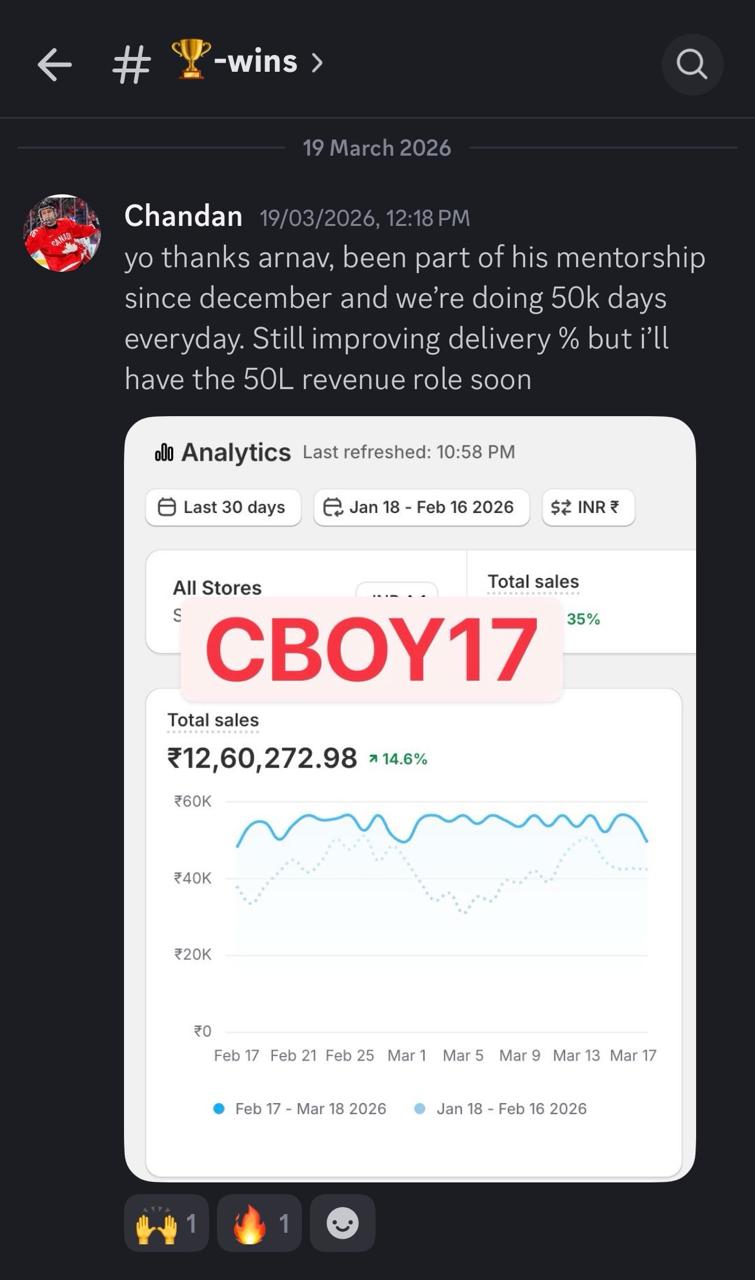 Chandan doing 50k days consistently with 12.6 lakh in total sales over 30 days